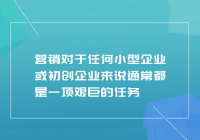 营销对于任何小型企业或初创企业来说通常都是一项艰巨的任务